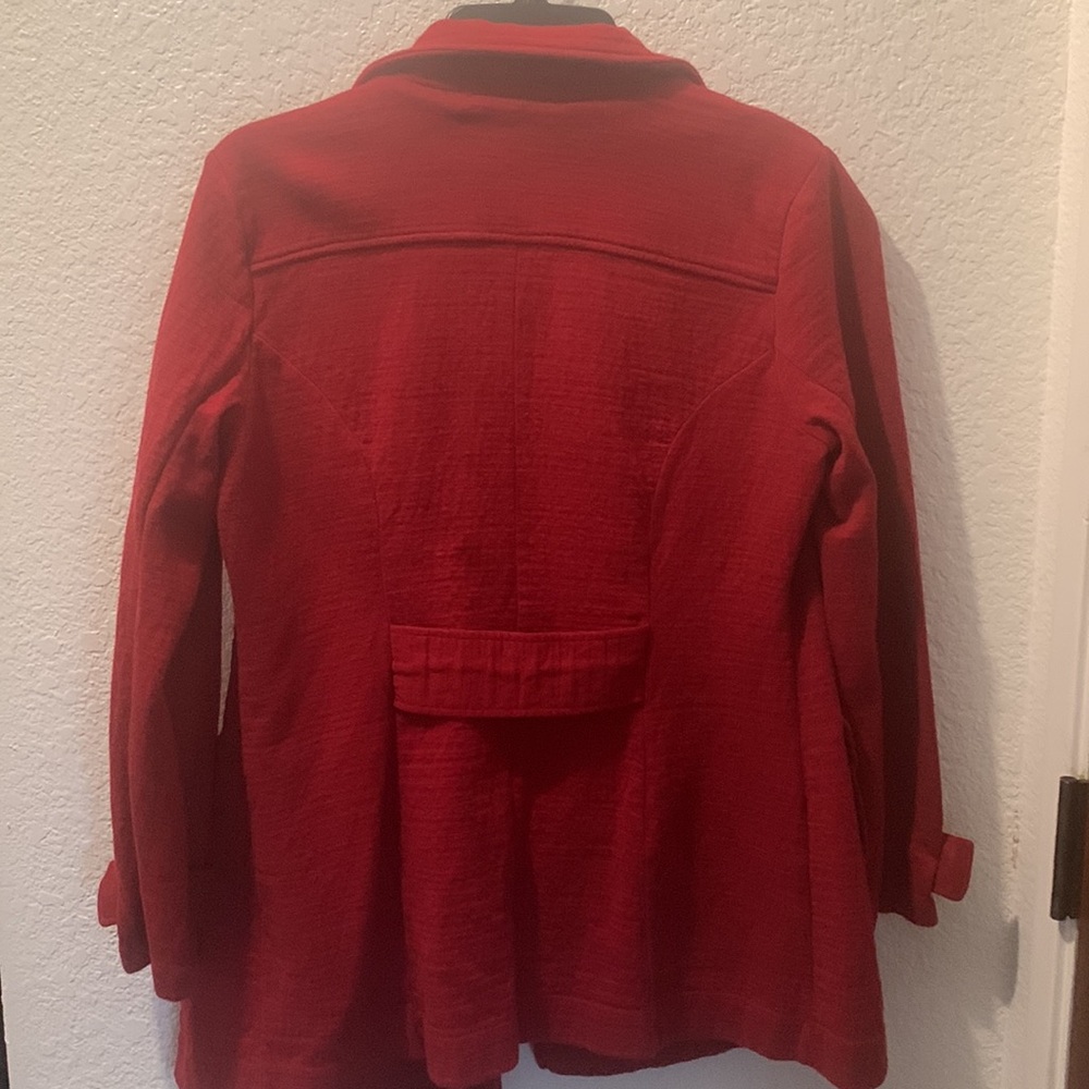 NIC+ZOE Red Pea Coat with Notched Lapels - Picture 7 of 9